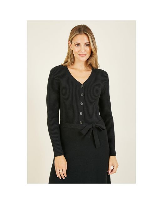 Yumi' Black Knitted Skater Dress