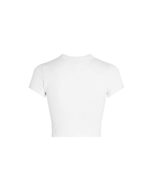Tommy Hilfiger White Slim Script Crop Top