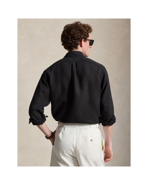 Polo Ralph Lauren Blue Linen Long Sleeve Shirt for men