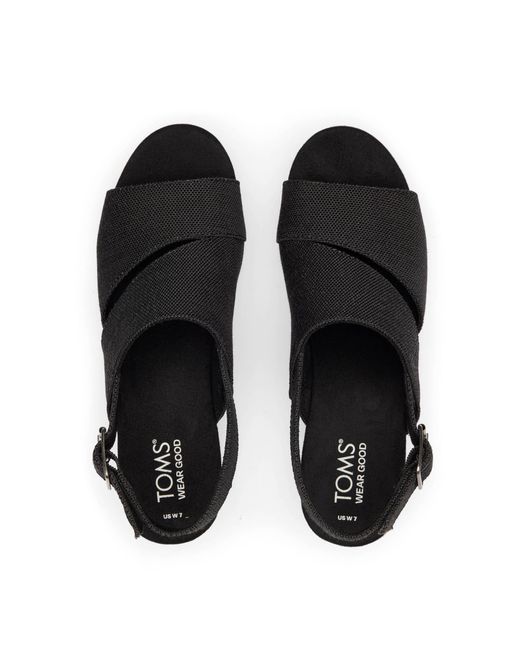 TOMS Black Claudine Platform Wedge Sandal
