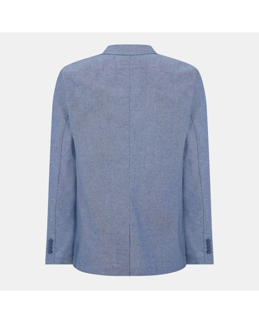 Brave Soul Blue Light Chambray Blazer With Pockets for men