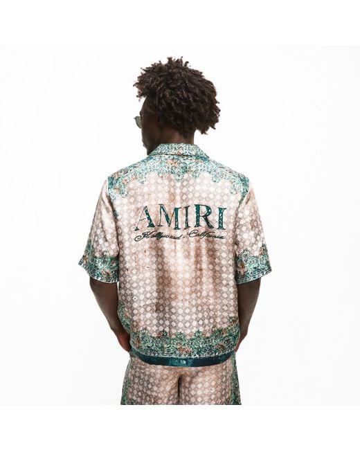 Amiri Gray Bandana Short Sleeve Patterned Shirt for men