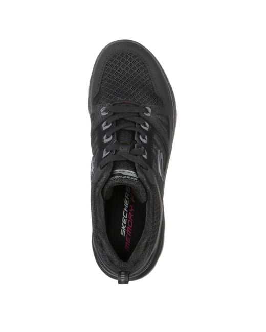 Skechers Black Mesh Qtr Lace Up W Mf Low Top Trainers