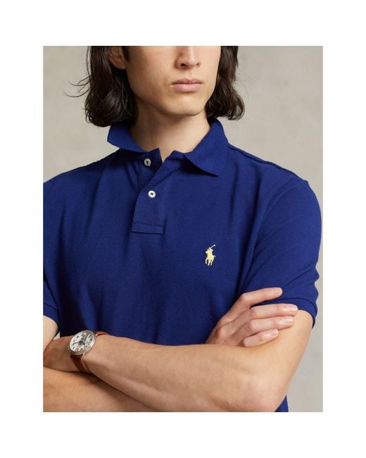 Polo Ralph Lauren Blue Custom Slim Short Sleeve Shirt for men