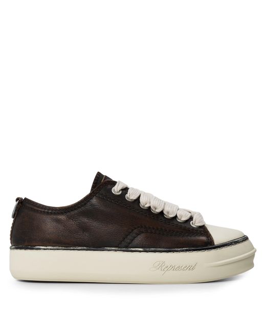Represent Black Cap Leather Low-Top Trainers for men