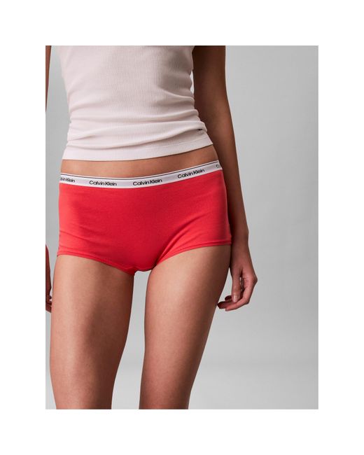 Calvin Klein Red Streamlined Soft Fabric Boy Shorts