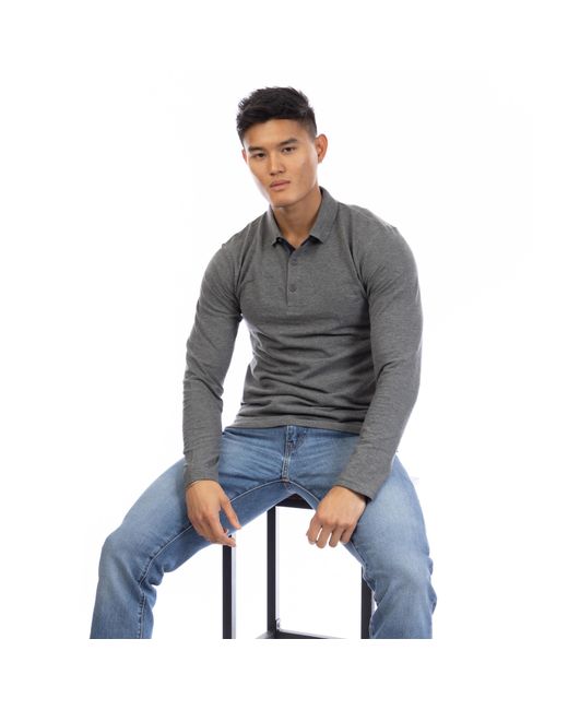Peter Werth Gray Glasby Long Sleeve Polo Shirt for men