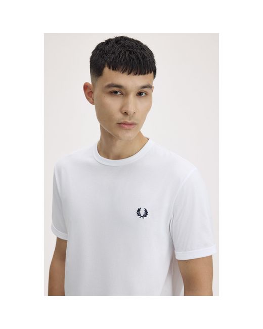 Fred Perry White Ringer T-Shirt for men