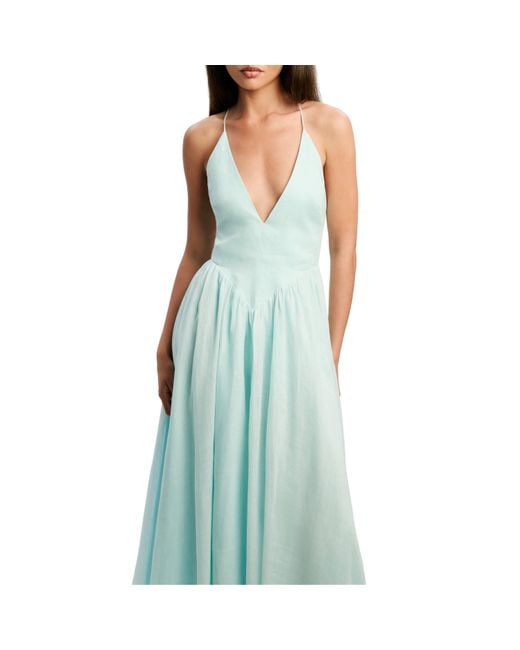 Bardot Blue Arletha Halter Cotton Maxi Dress