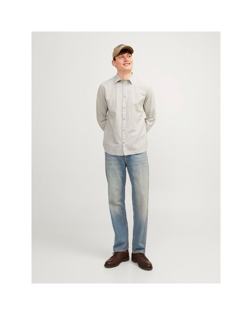 Jack & Jones Gray Ls Linen Shirt Sn99