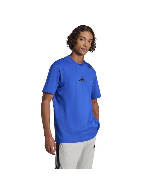 Adidas Blue Essentials Single Jersey Logo T-Shirt for men