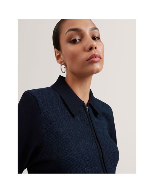 Ted Baker Blue Knitted Zipped Cardigan
