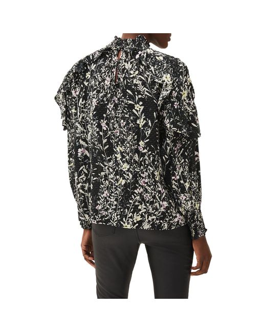 Phase Eight Black Daphne High Neck Ruffle Blouse