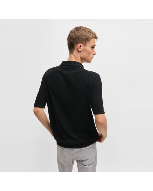 HUGO Black Short-Sleeve Polo Shirt for men