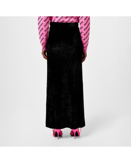 Balenciaga Black Velvet Maxi Skirt