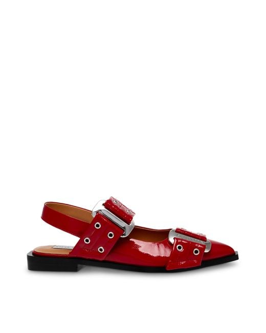 Steve Madden Red Grand Ave Buckle Ballet Pumps