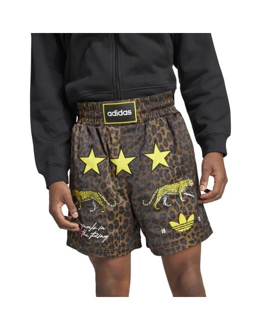 Adidas Originals Gray All Over Print Fleece Jogger Shorts for men