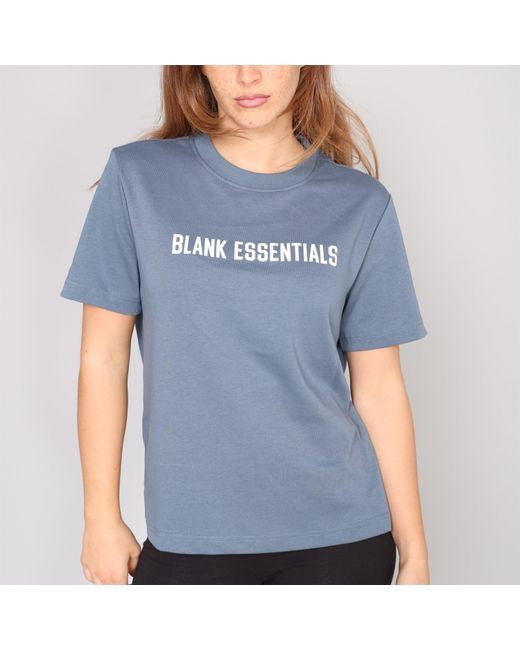 Blank Essentials Blue E College Cotton Short Sleeve Oversized T-Shirt