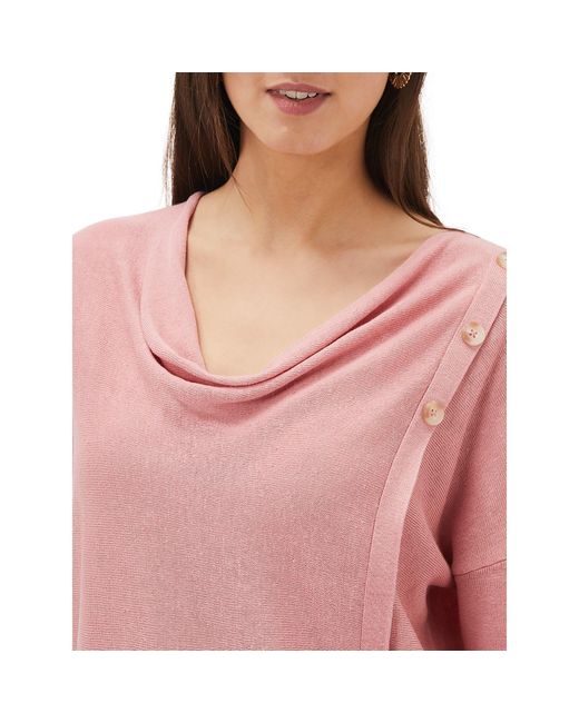 Phase Eight Pink Dana Cowl Neck Button Trim Knit