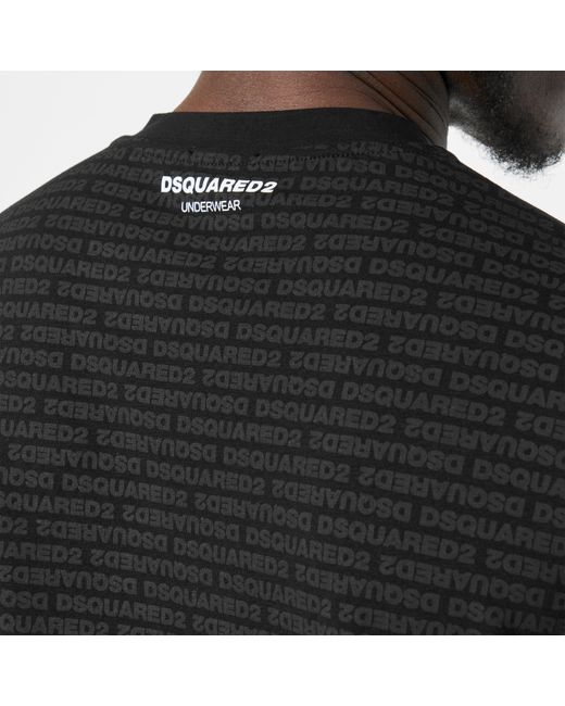 DSquared² Black All Over Logo T-Shirt for men