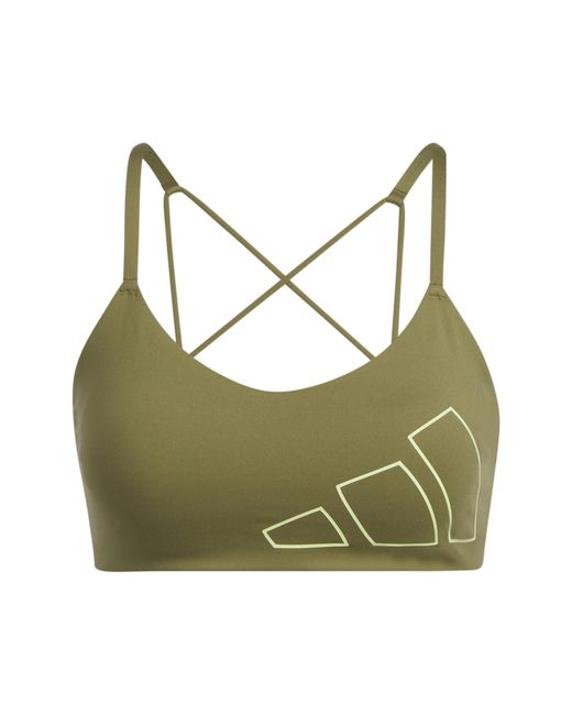 Adidas Green Aeroreact Training Light-Support Logo Bra