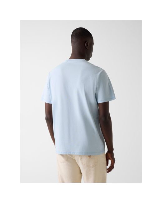 Guess Blue Regular Fit Embroidered T-Shirt for men