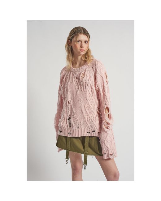 The Ragged Priest Pink Disciple Cable Knit Backless Jumper