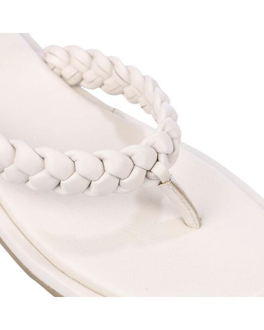 Dune White Loxx Plait Toe Post Sandals