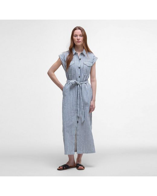 Barbour Blue Abby Tailored Button-Through Shirt Dress