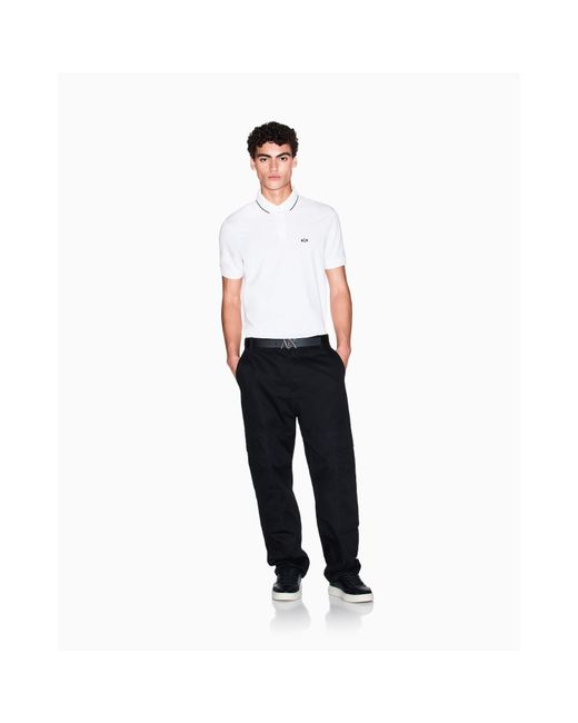 ARMANI EXCHANGE White Short Sleeve Polo Shirts for men