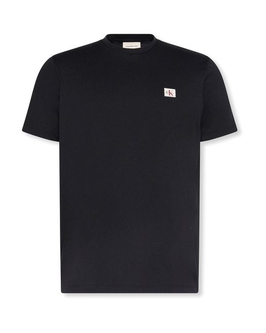 Calvin Klein Black Ckj Woven Box Regular Fit T-Shirt for men