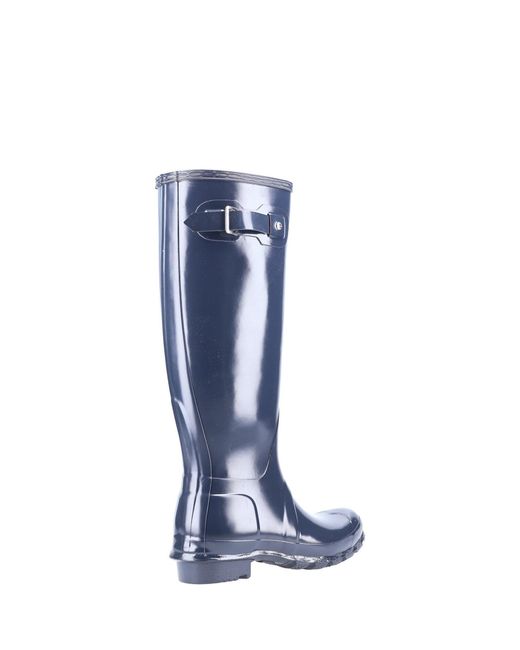 Hunter Blue Original Tall Gloss Wellington Boots