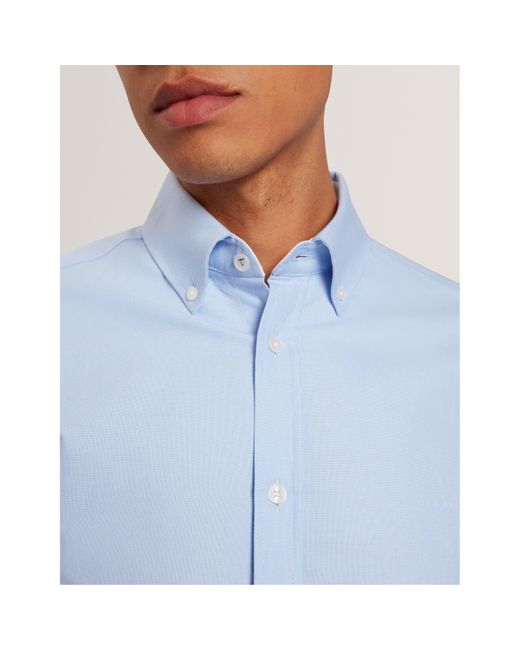 Ted Baker Blue Long-Sleeve Oxford Plain Shirt for men
