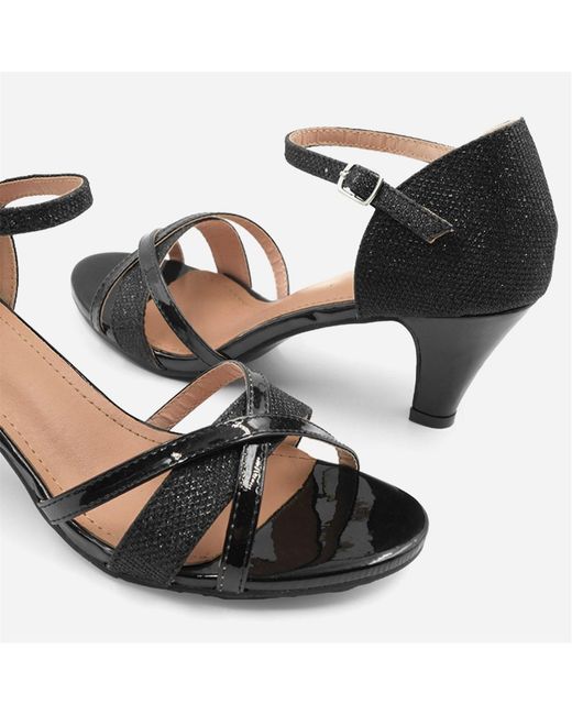 Where's That From Black Wheres Mid Block Heel Strappy Sandals