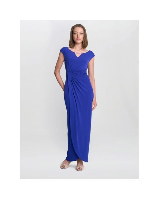 Gina Bacconi Blue Eileen Jersey Maxi Ball Gown