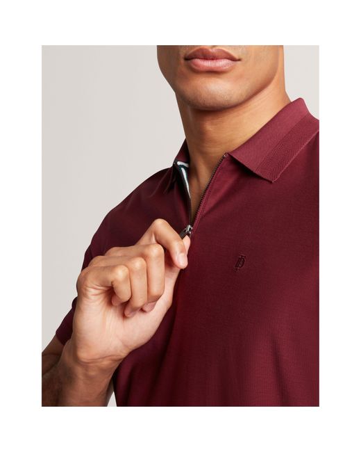 Ted Baker Textured Zip Short Sleeve Polo Shirt for men