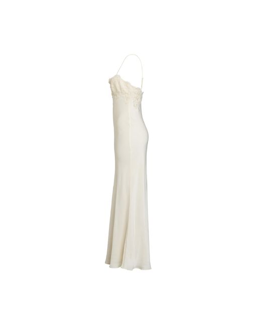 Bardot White Elisian Lace Satin Bias Cut Maxi Dress