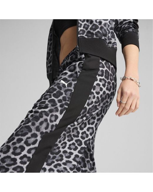 PUMA Black T7 Leo Luxe All Over Print Open Hem Joggers