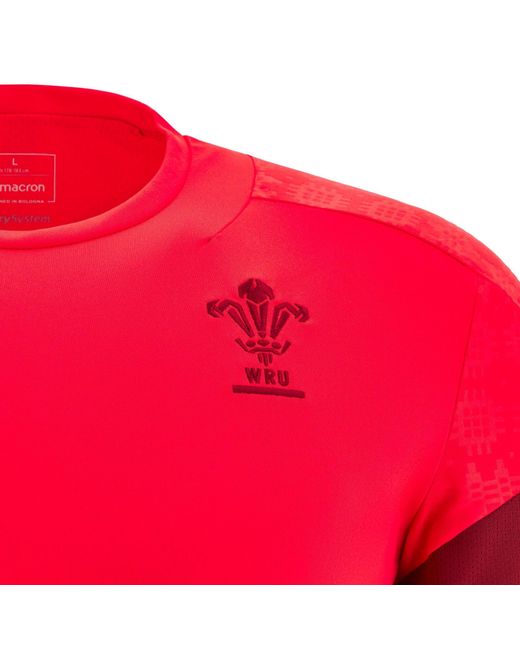 MACRON Red Wales Rugby Training Shirt 2025 Adults for men