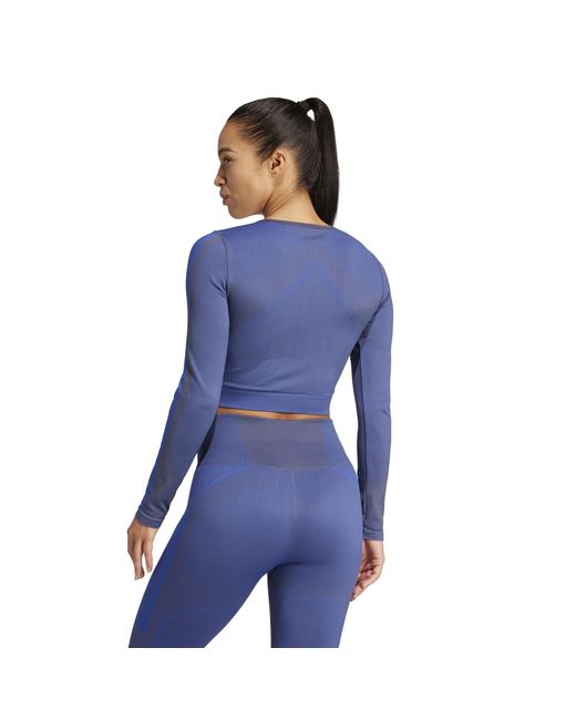 Adidas Blue Knit Long Sleeve Gym Top