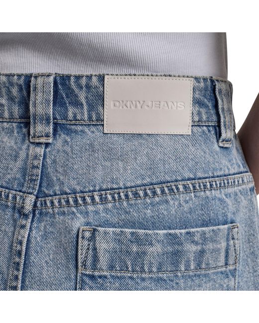 DKNY Blue Jeans High Rise A-Line Patch Pocket Short