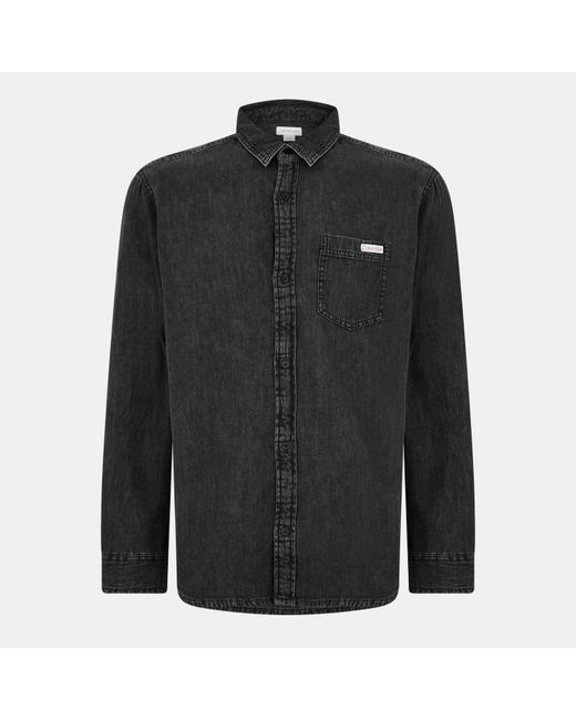 Calvin Klein Black Long Sleeve Denim Shirt for men