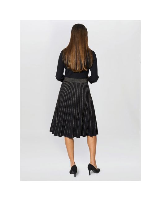 Gina Bacconi Black Apple Pleated Midi Dress
