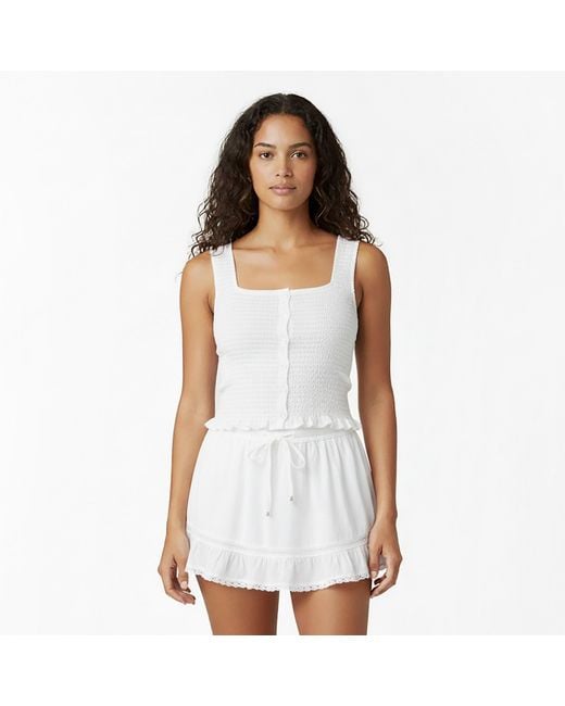 Jack Wills White Shirred Tank