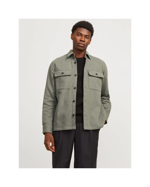 Jack & Jones Green Jj Structured Overshirt for men