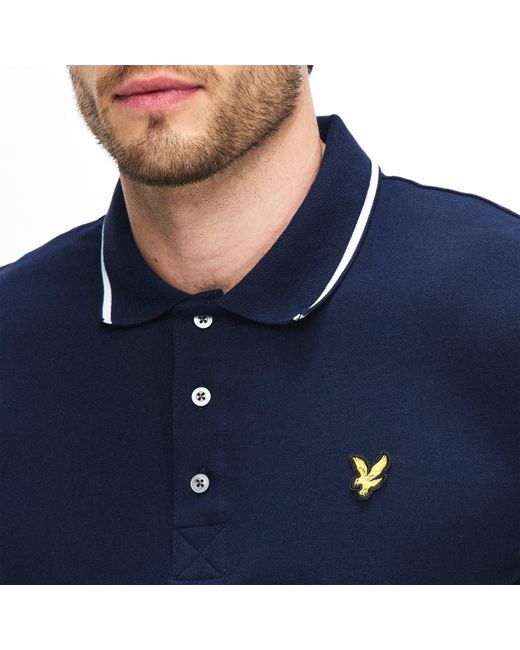 Lyle & Scott Blue Tipped Short Sleeve Polo Shirt for men
