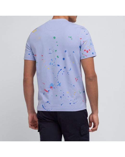 Eden Park Blue Shortsleeved Tshirt Paint Splash for men