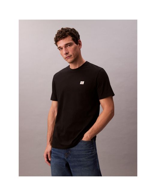 Calvin Klein Black Ckj Woven Box Regular Fit T-Shirt for men