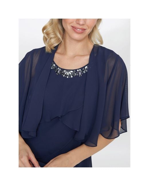 Gina Bacconi Blue Toni Chiffon Tier Jacket Dress