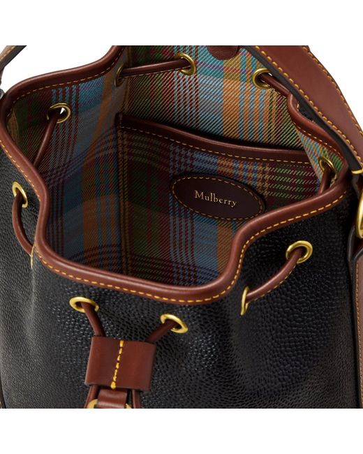Mulberry Black Scotchgrain Small Leather Bucket Bag